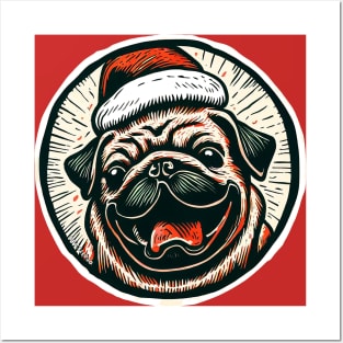 Santa Pug Posters and Art